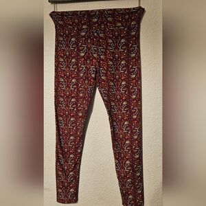LuLaRoe Burgundy Floral Leggings